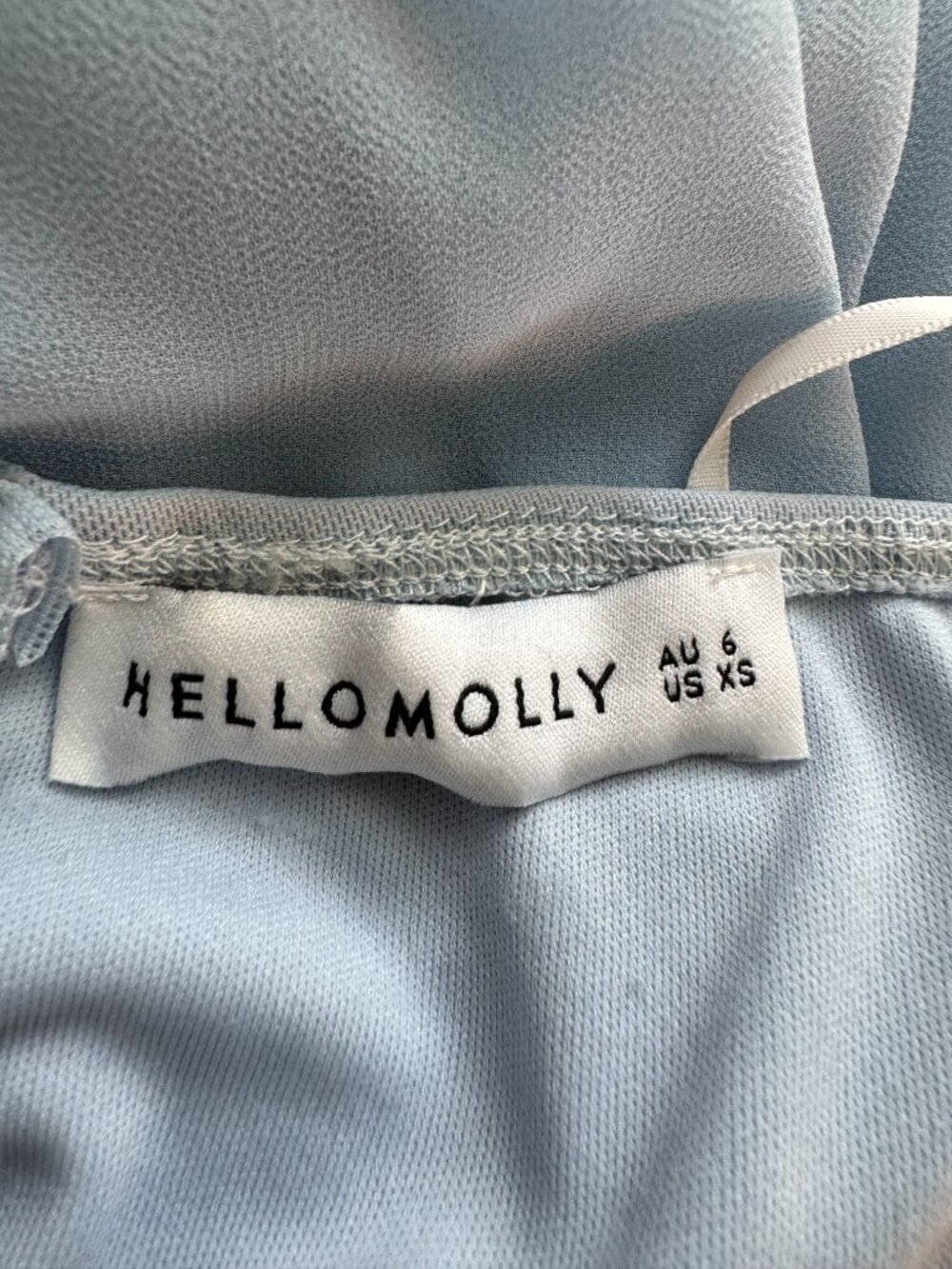 Hello Molly Baby Blue Ruched Mesh Mini Dress Puff Sleeve - Picture 8 of 10